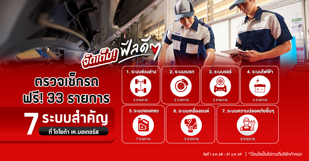 ตรวจสภาพรถยนต์ก่อนเดินทางไกล