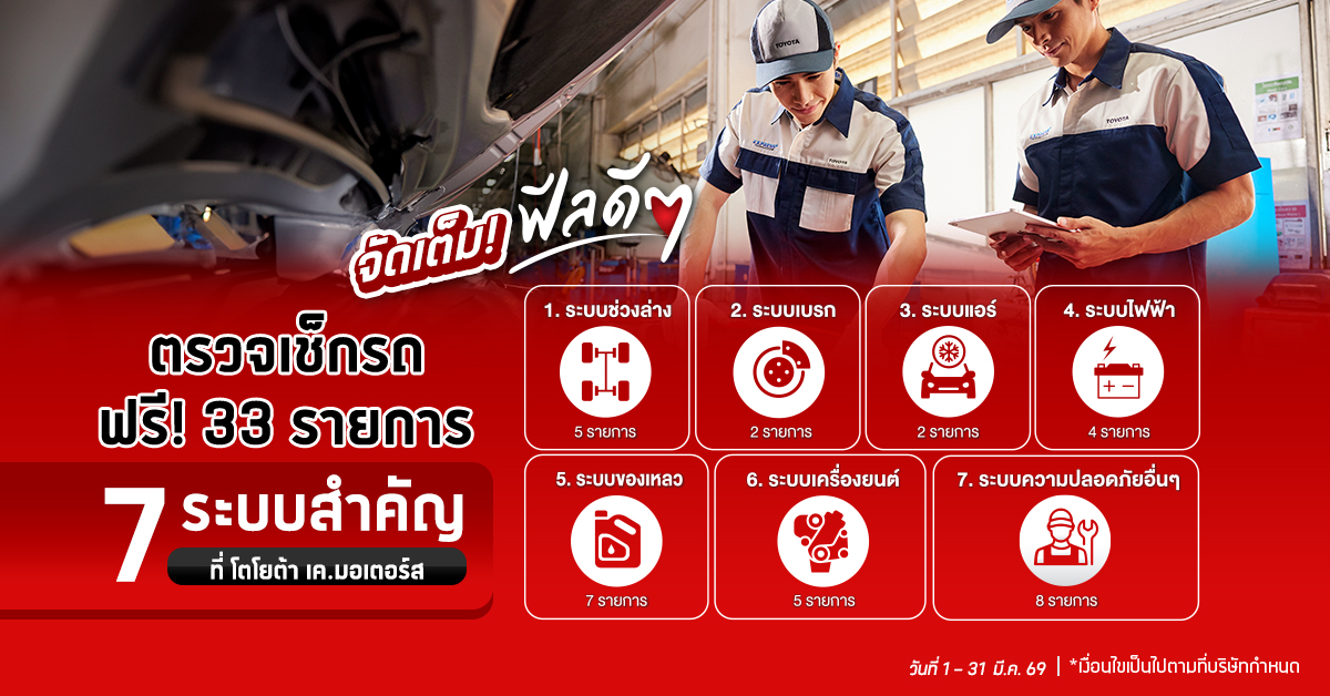 ตรวจสภาพรถยนต์ก่อนเดินทางไกล