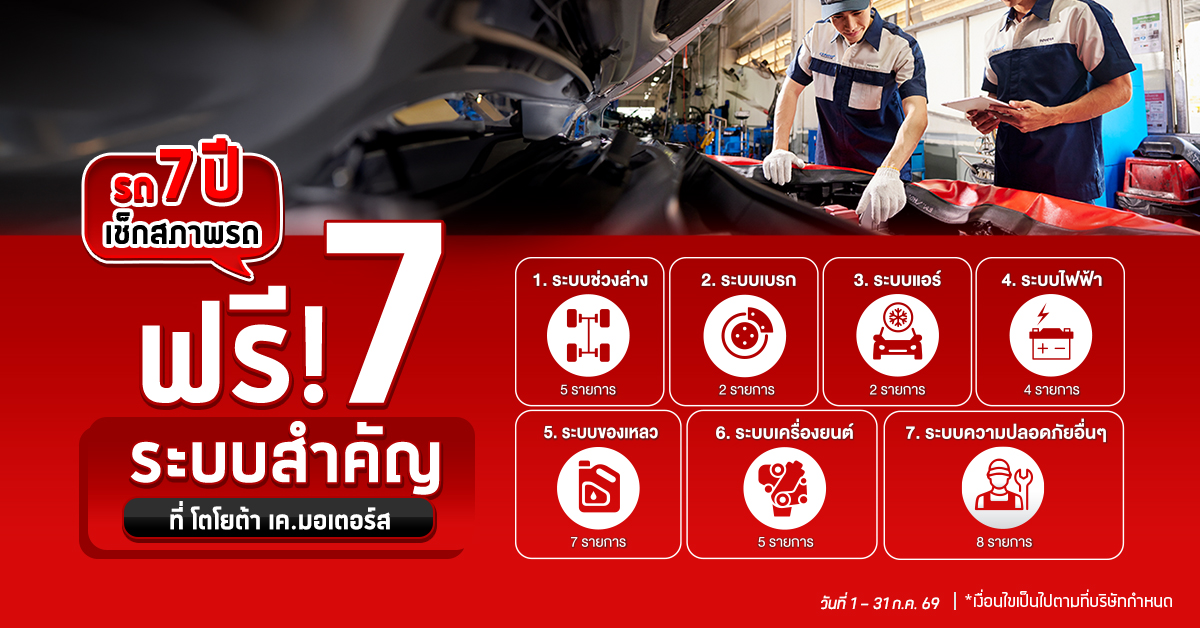 เช็กระยะฟรี 33 รายการ